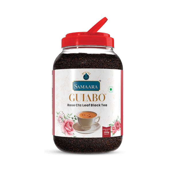 JIVVIJ SAMAARA Premium Gulabo Rose Tea 250gm Jar | CTC Black Leaf Tea | Mamari Chai | Strong Exotic Natural Flavour Tea