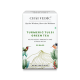 Chai Vedic Tea | Turmeric Tulsi Herbal Infusion Green Tea | 20 Tea Bags