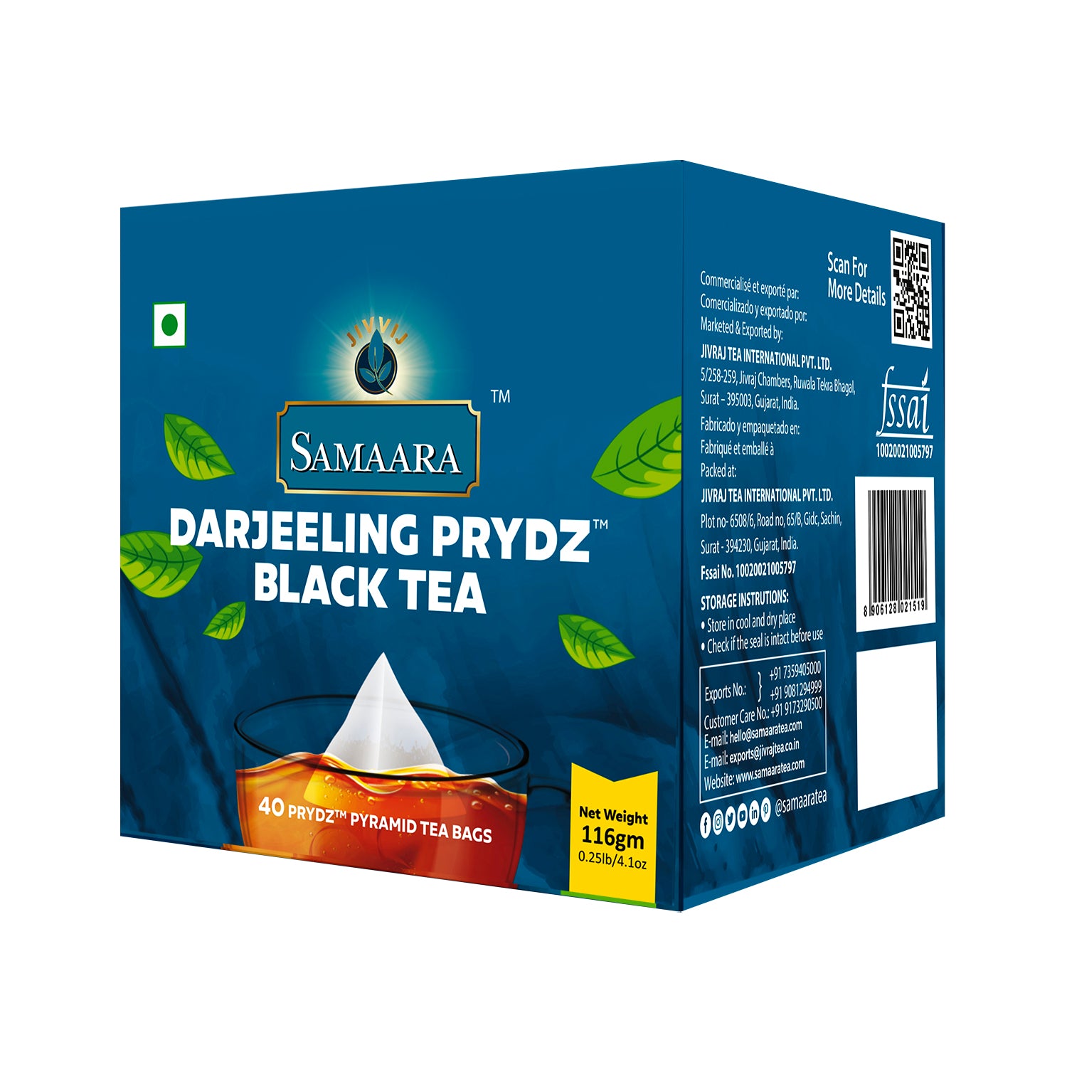 Jivvij Samaara  Prydz Pyramid Darjeeling 40 Tea Bags