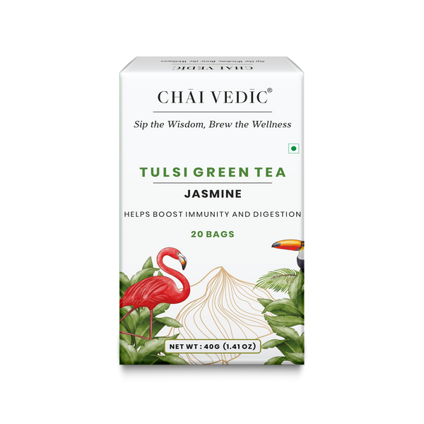 Chai Vedic Tea | Tulsi Herbal Infusion Green Tea Jasmine | 20 Tea Bags