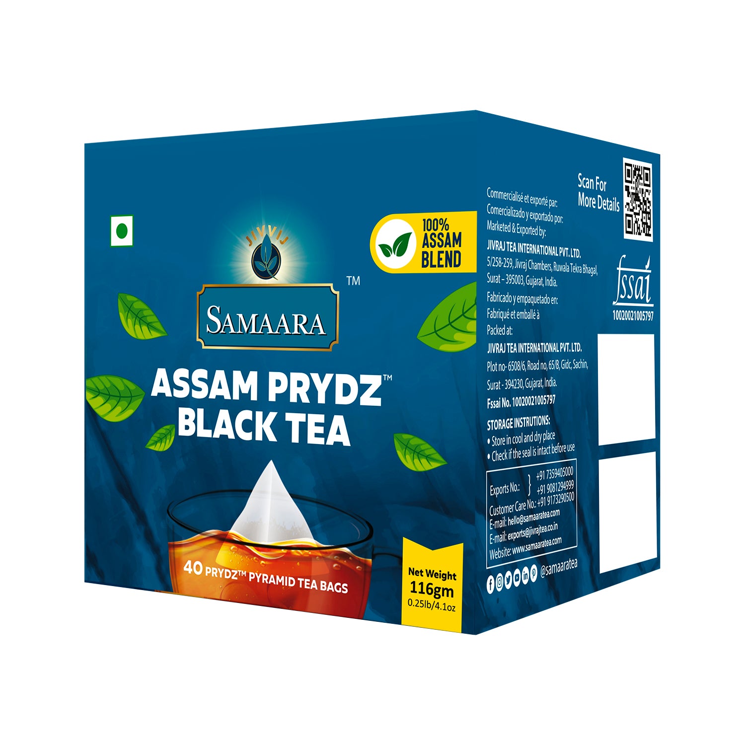 Jivvij Samaara Assam Prydz Pyramid 40 Tea Bags