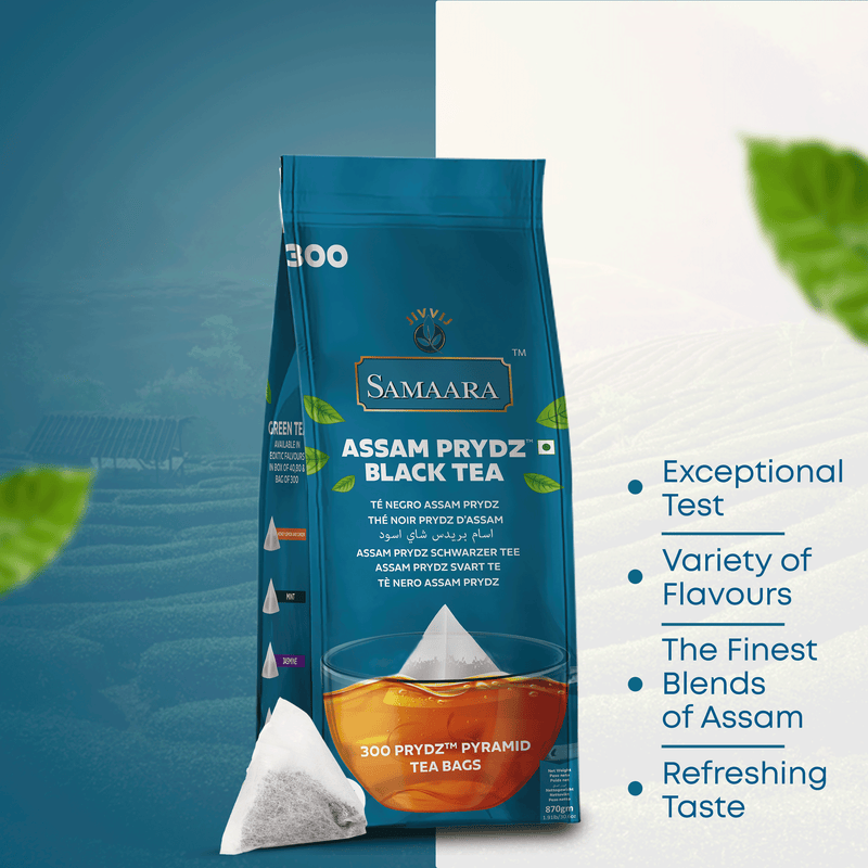Jivvij Samaara Assam Prydz Pyramid Black Tea | 300 Tea Bags | Made of Abaca Paper