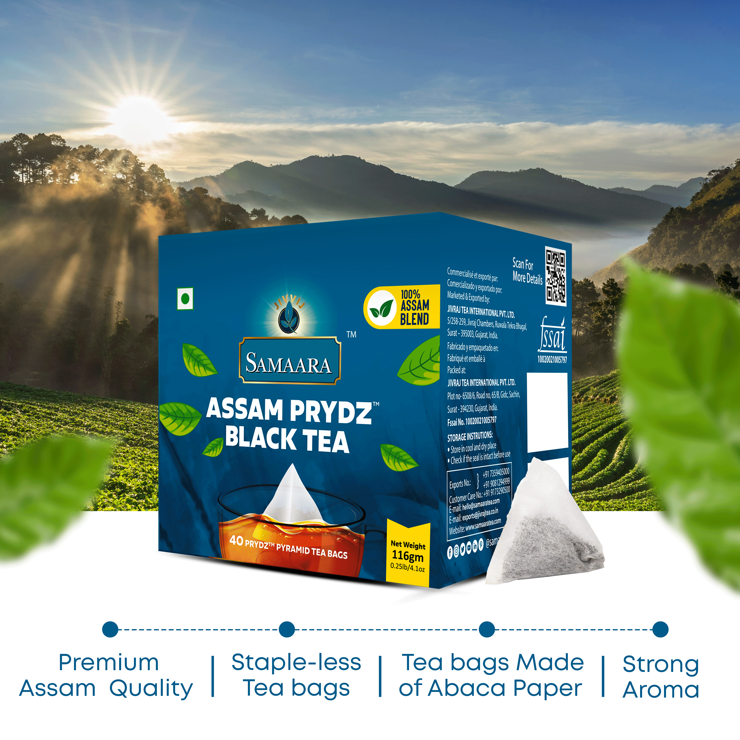 Jivvij Samaara Assam Prydz Pyramid 40 Tea Bags