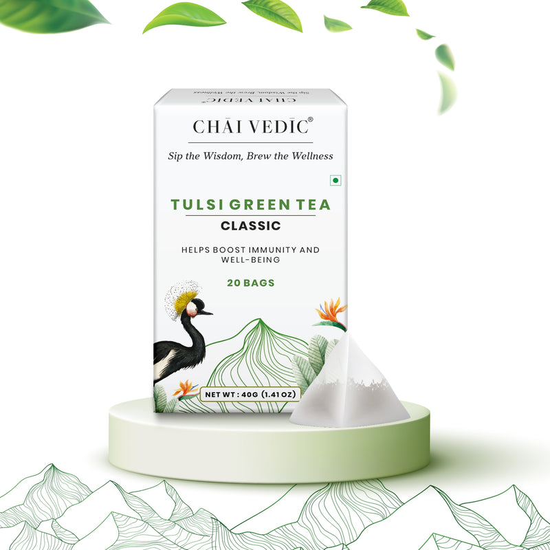 Chai Vedic Tea | Tulsi Classic Herbal Infusion Green Tea | 20 Tea Bags