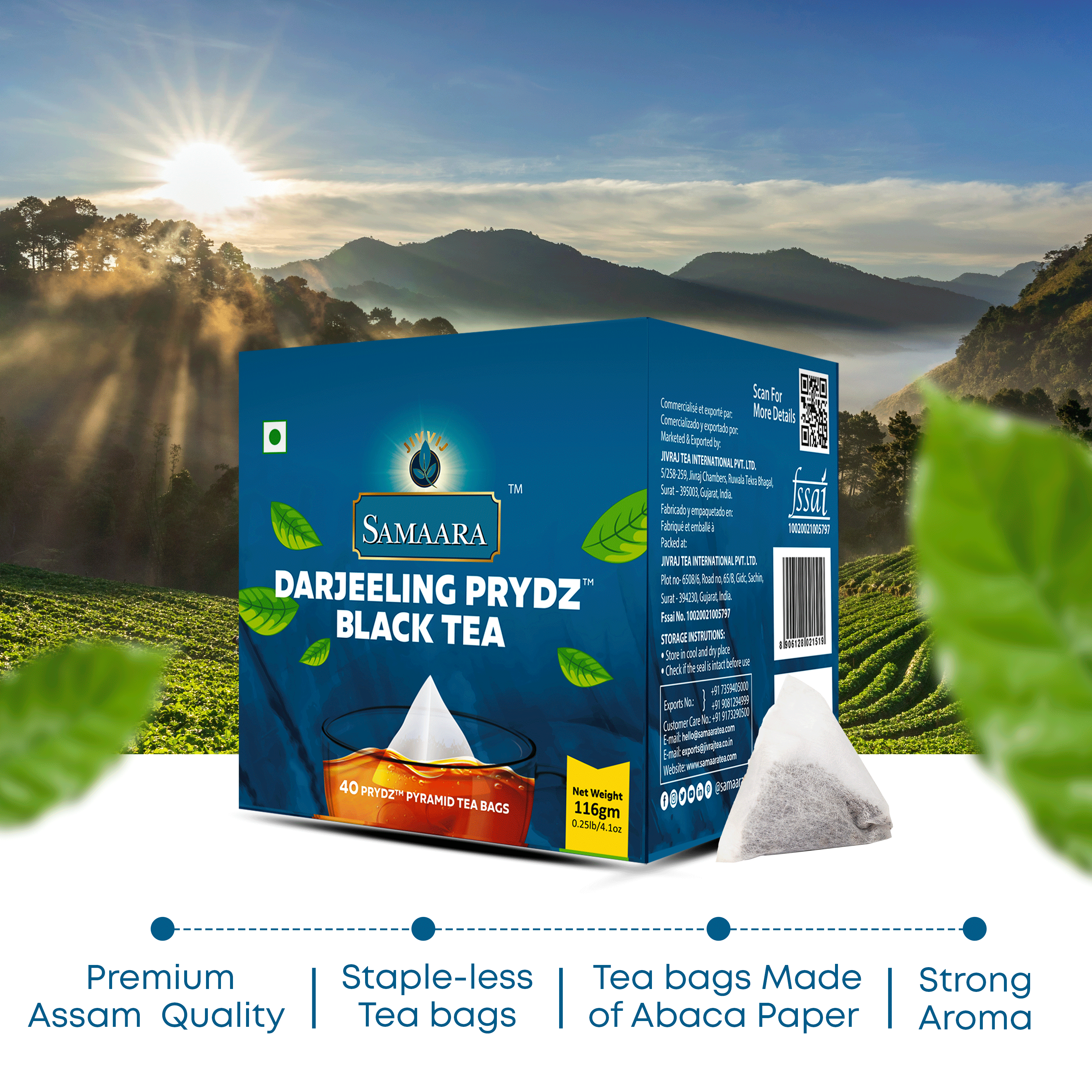 Jivvij Samaara  Prydz Pyramid Darjeeling 40 Tea Bags