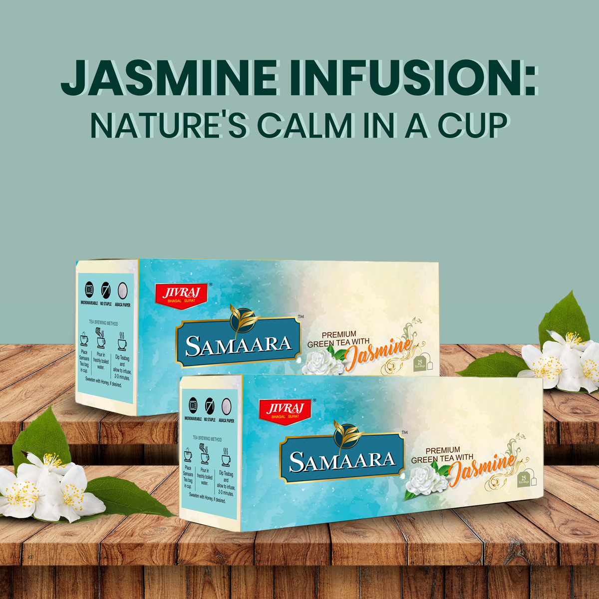 Samira Tea Jivraj Samaara Jasmine Green Tea Pack of 2 (25 Tea Bags Each)