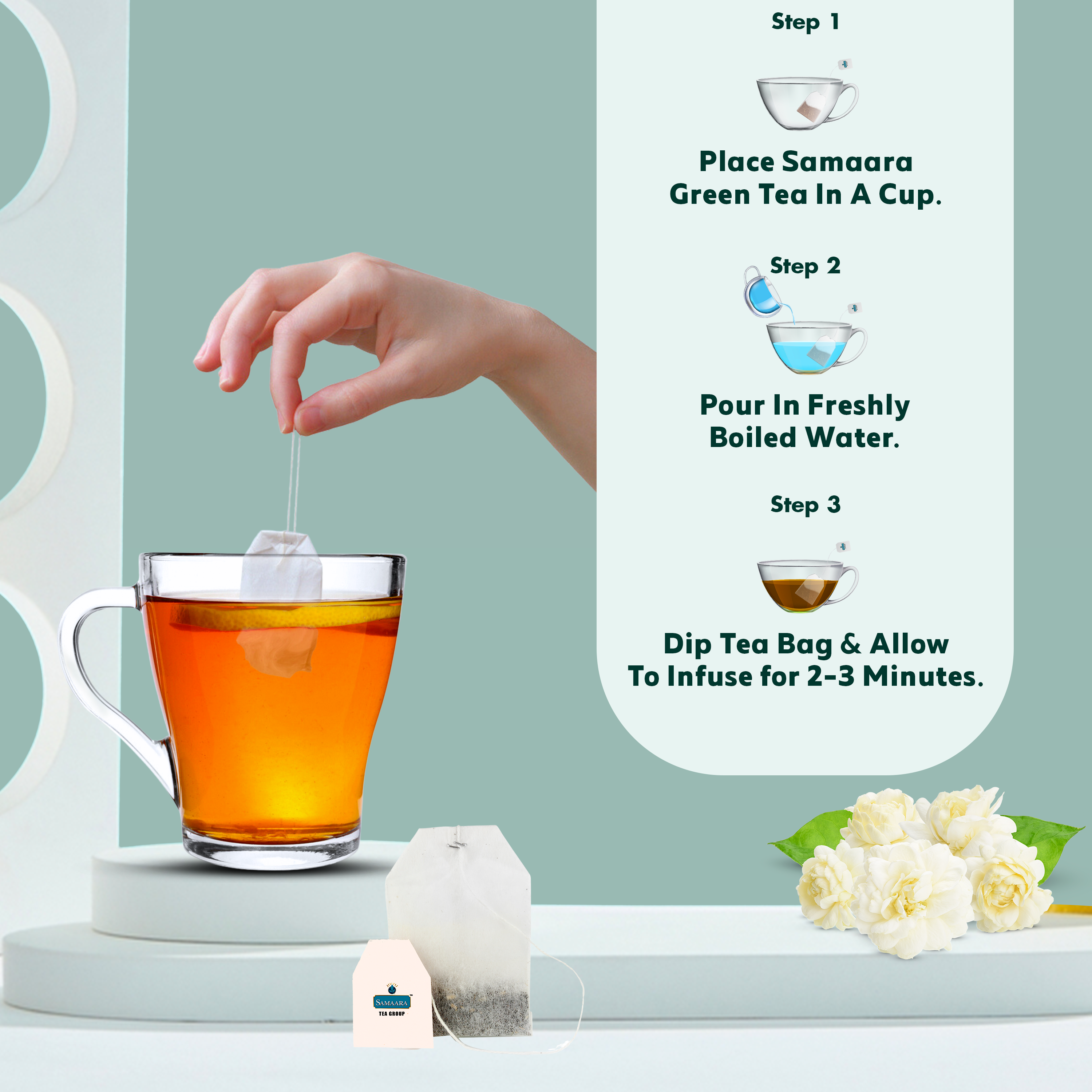 JIVVIJ SAMAARA Premium Jasmine Green Tea | Assam Tea  |  Green Tea Bags Combo | Natural Jasmine Flavor | Combo Pack | Helps in Metabolism Pack of 3 25 Tea Bags Each