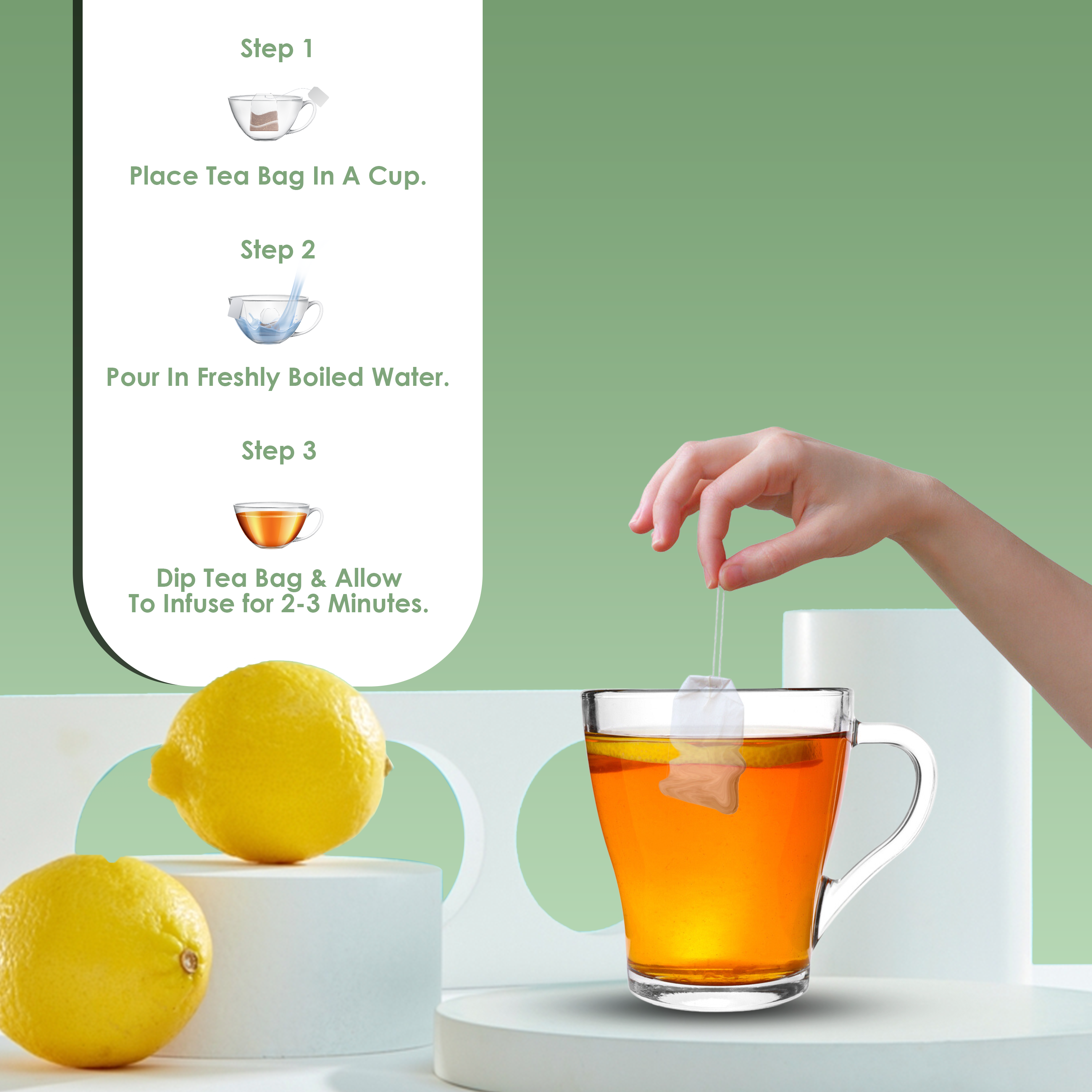 JIVVIJ SAMAARA Natural Lemon Flavour Premium Green Tea Bags Box | Refreshing Rich Test of Assam Tea | Helps in Metabolism Pack of 3-25 Tea Bags Each