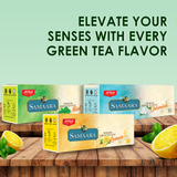 Jivraj Samaara Green Tea | Premium Green Tea Bags Combo | Natural Lemon Jasmine Mint Flavors | Mix Green Tea Flavours | Combo Pack | Refreshing Taste | 25 Tea Bags/Packs