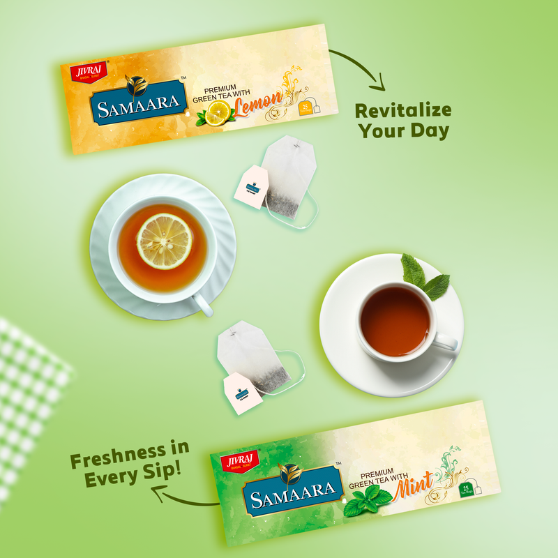Jivraj Samaara Lemon and Mint Green Tea Combo | 25 Tea Bags/Pack
