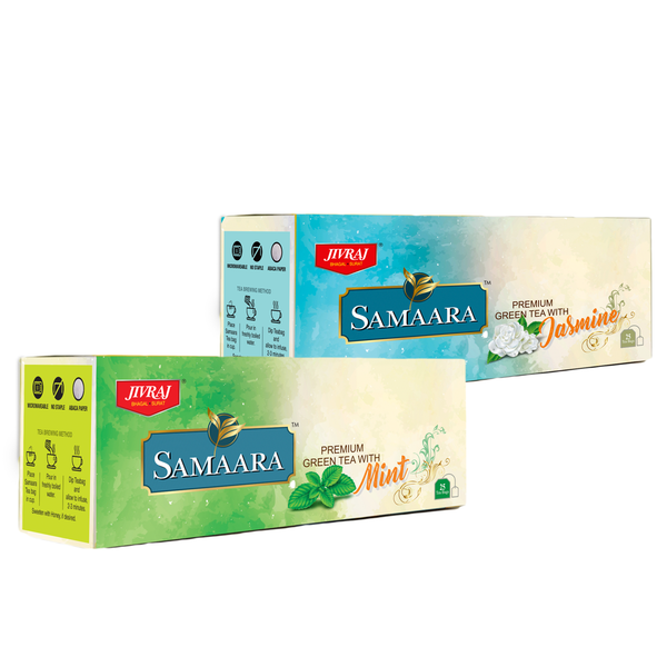 Jivraj Samaara Mint and Jasmine Green Tea Combo | 25 Tea Bags/Pack