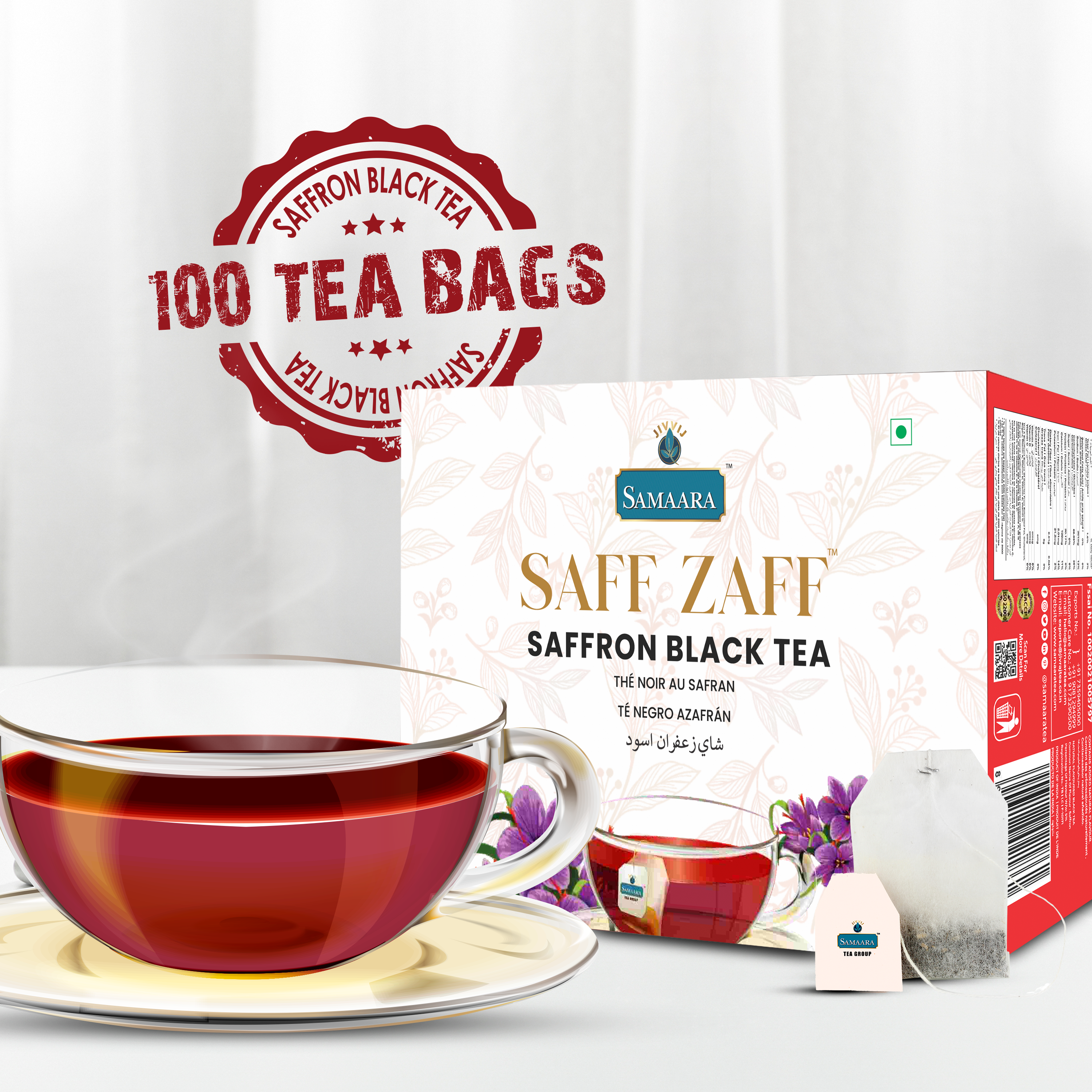 Jivvij samaara Saffron Black Tea 100 Tea Bags