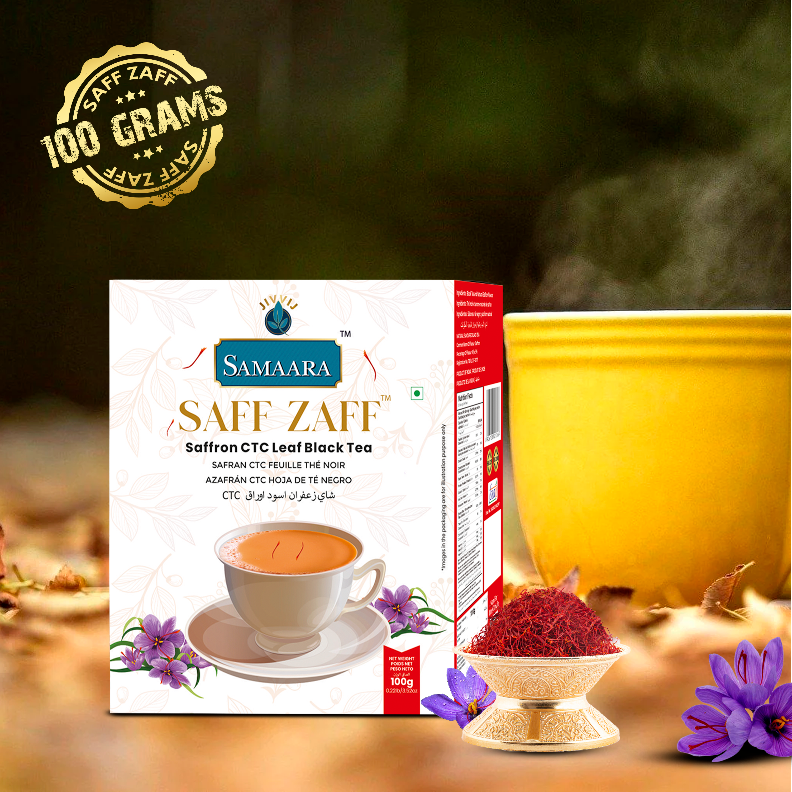 Jivvij Samaara Saffron Black Tea 200gm Box