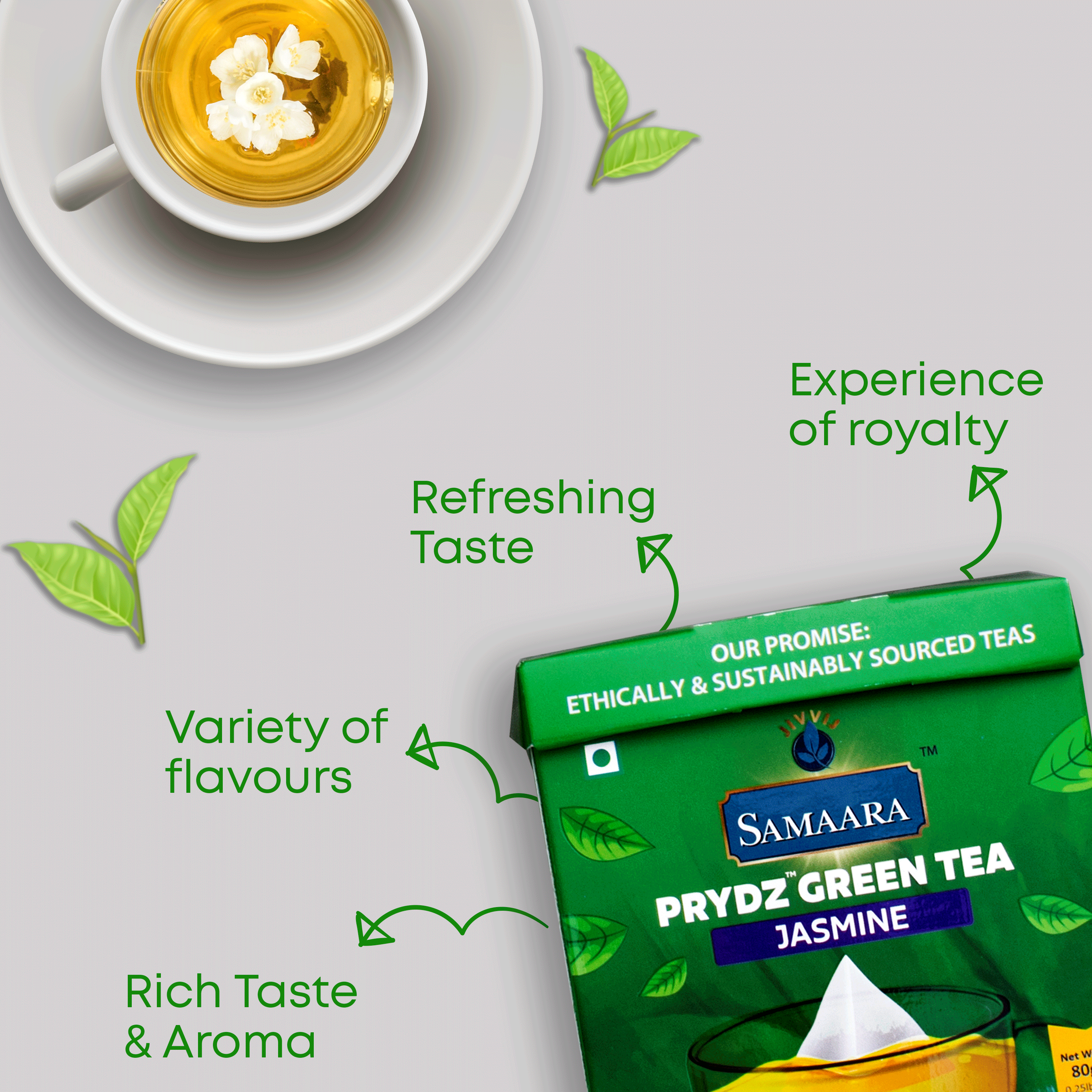 Jivvij Samaara Prydz Pyramid Jasmine Green Tea 40Tea Bags  Samaara Tea