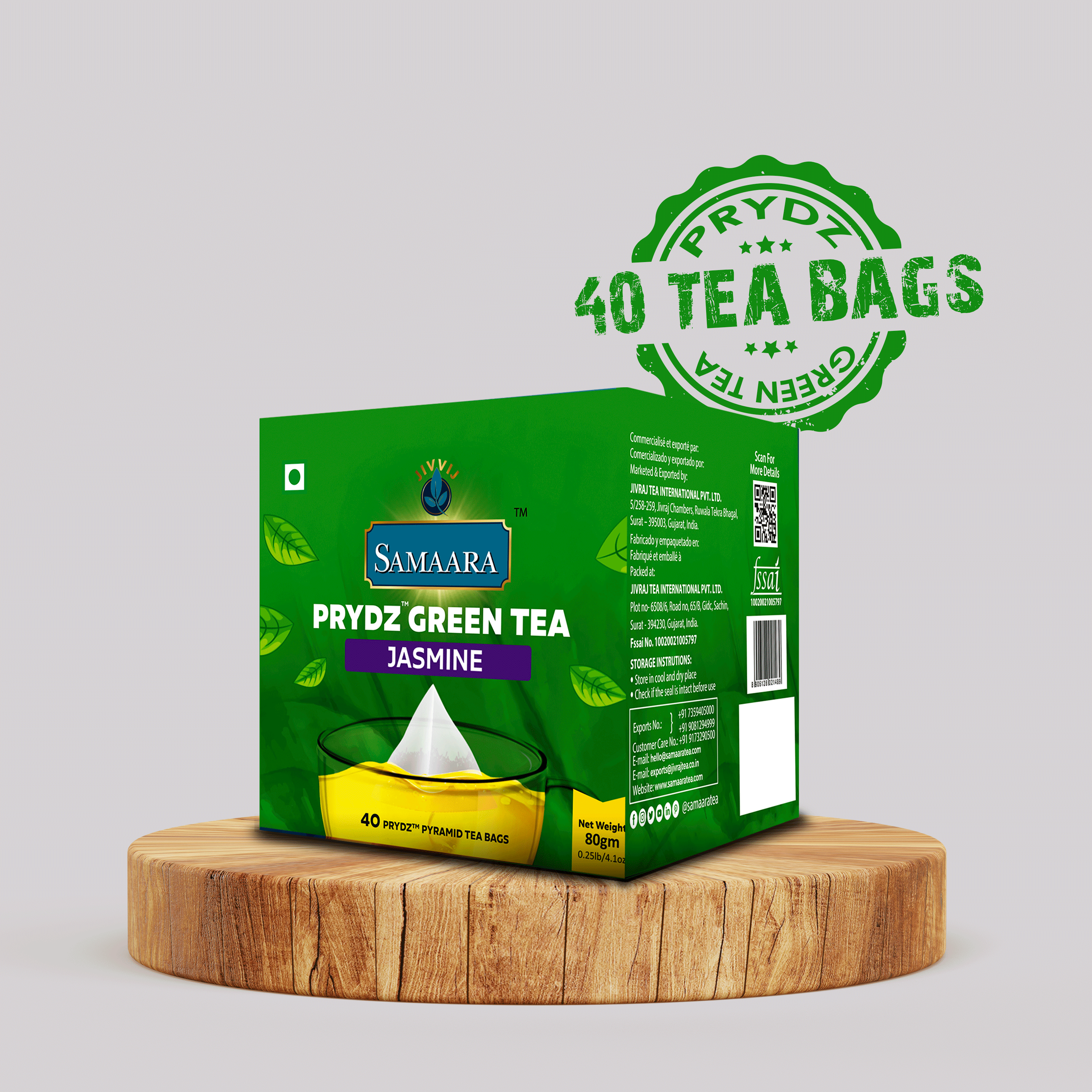 Jivvij Samaara Prydz Pyramid Jasmine Green Tea 40Tea Bags