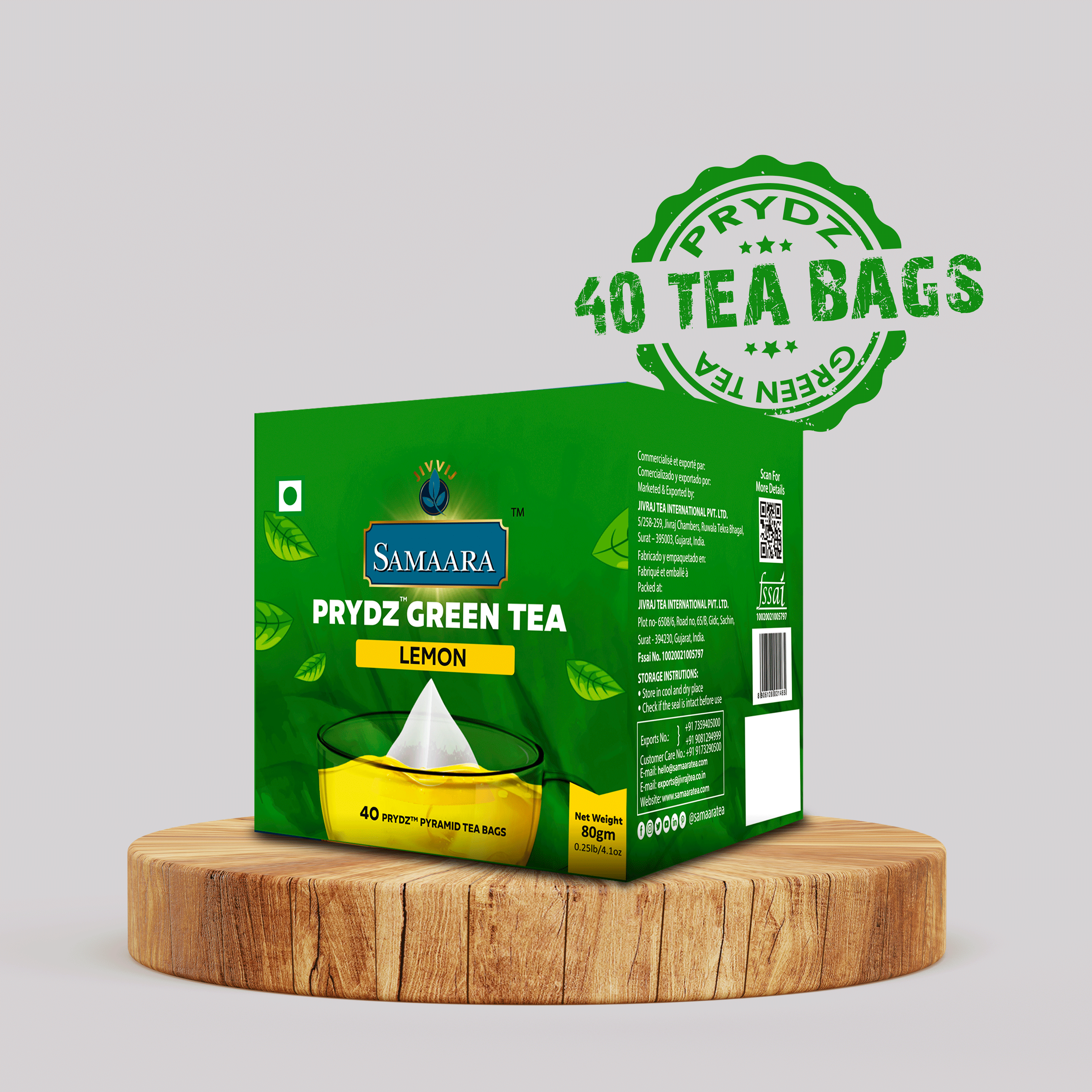 Jivvij Samaara Prydz Pyramid Lemon Green Tea 40Tea Bags