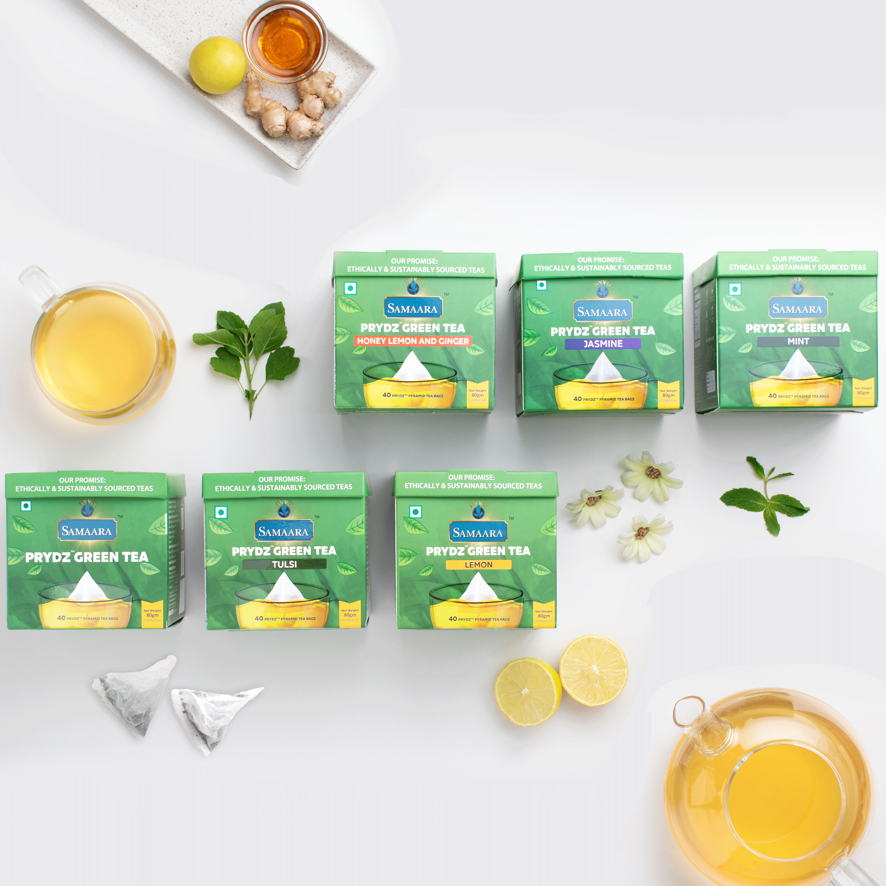 Jivvij Samaara Prydz Pyramid Mint Green Tea 40Tea Bags