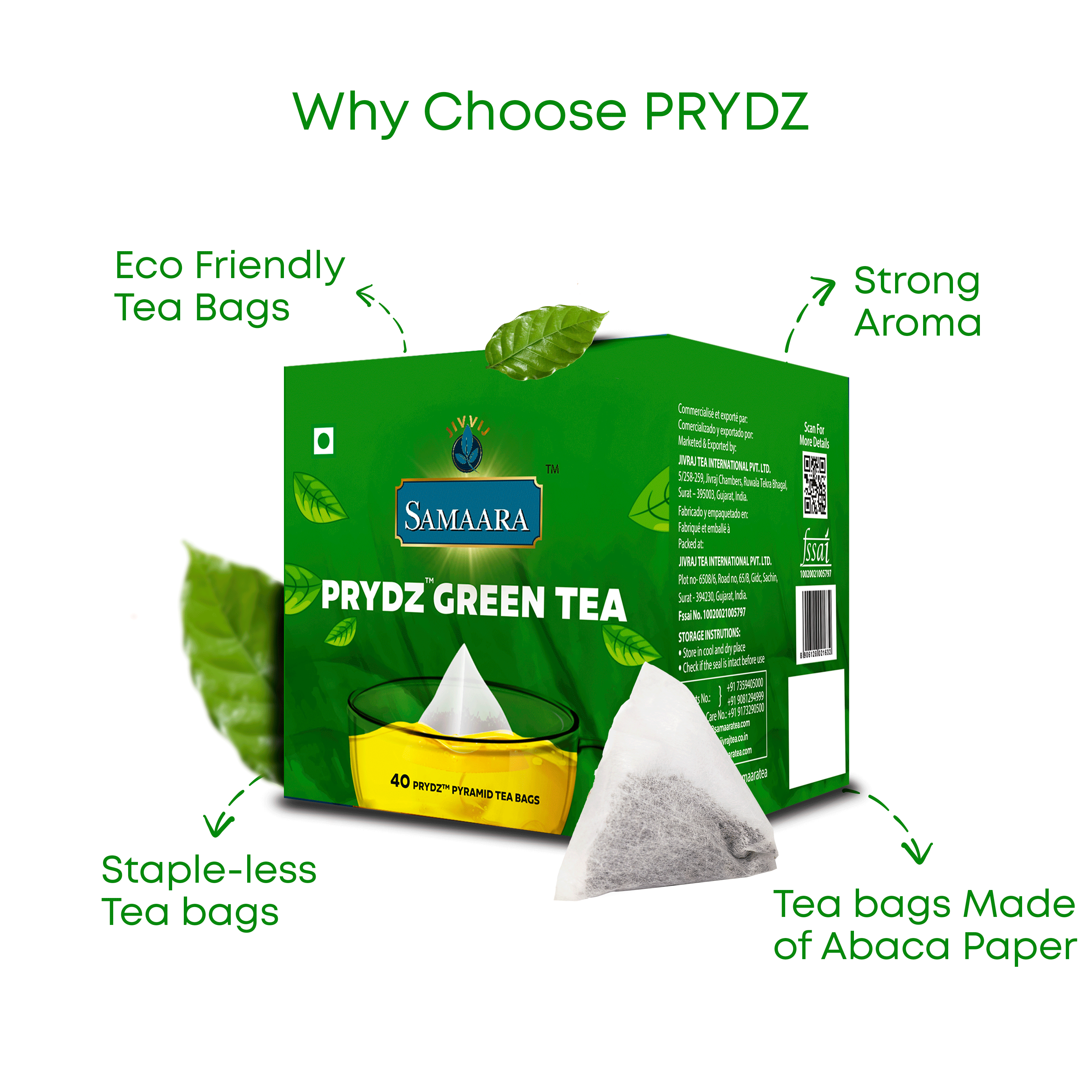 Jivvij Samaara Prydz Pyramid Green Tea 40 Tea bags